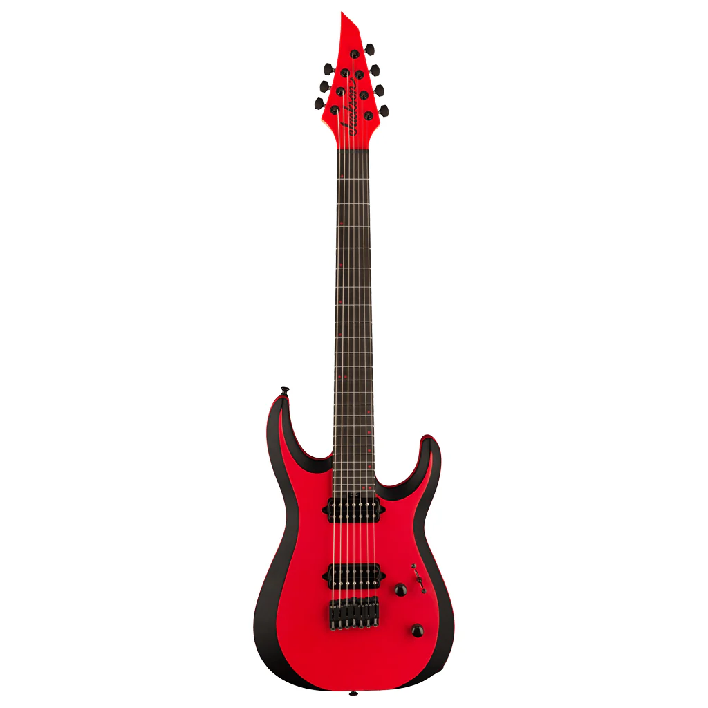 Jackson Pro Plus Series DK Modern MDK7 HT, Ebony Fingerboard, Satin Red with Black bevels - Image 2