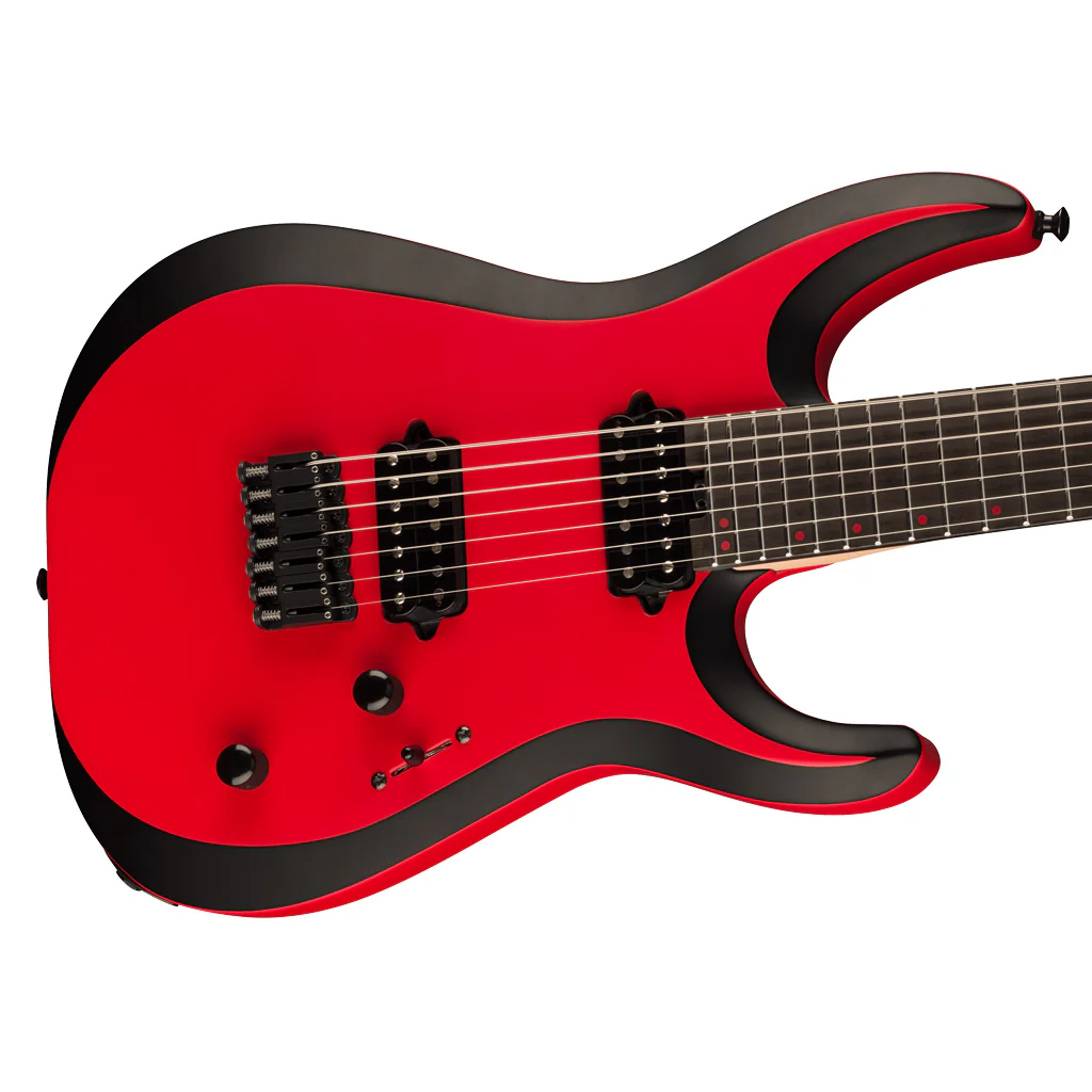 Jackson Pro Plus Series DK Modern MDK7 HT, Ebony Fingerboard, Satin Red with Black bevels - Image 6