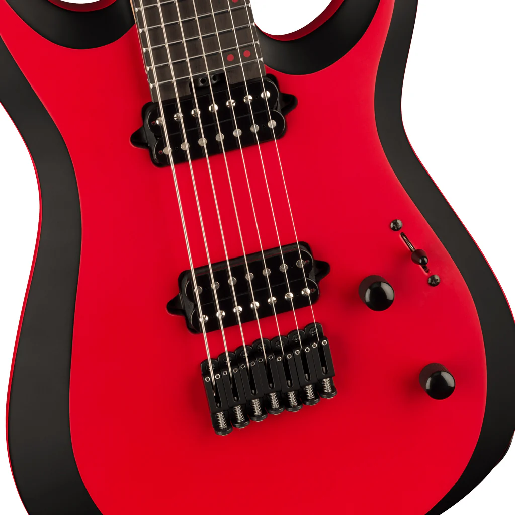 Jackson Pro Plus Series DK Modern MDK7 HT, Ebony Fingerboard, Satin Red with Black bevels - Image 7