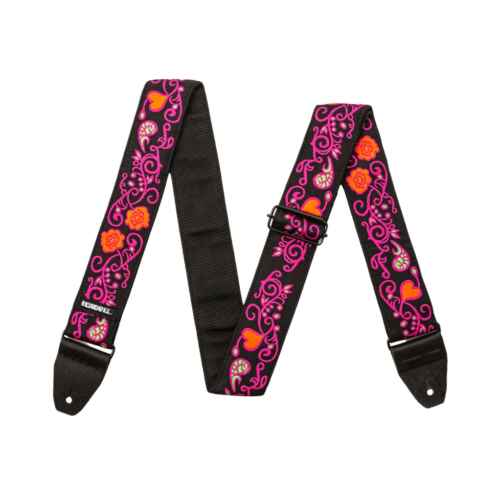 Jim Dunlop JH22 Blacklight Collection Jacquard Guitar Strap - Monterey Pink - Image 2