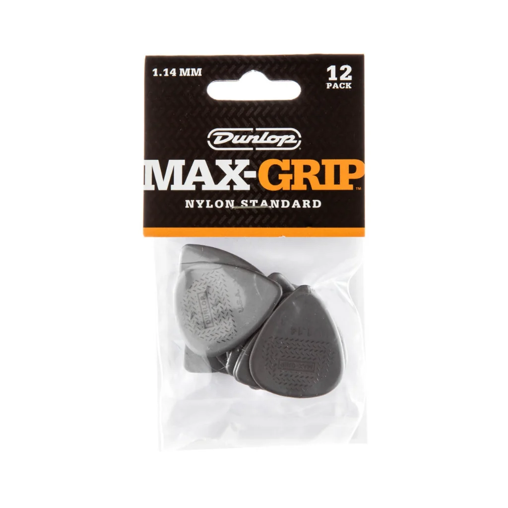 Jim Dunlop JPP110 Max-Grip Nylon Standard Picks - 1.14mm, 12 Pack