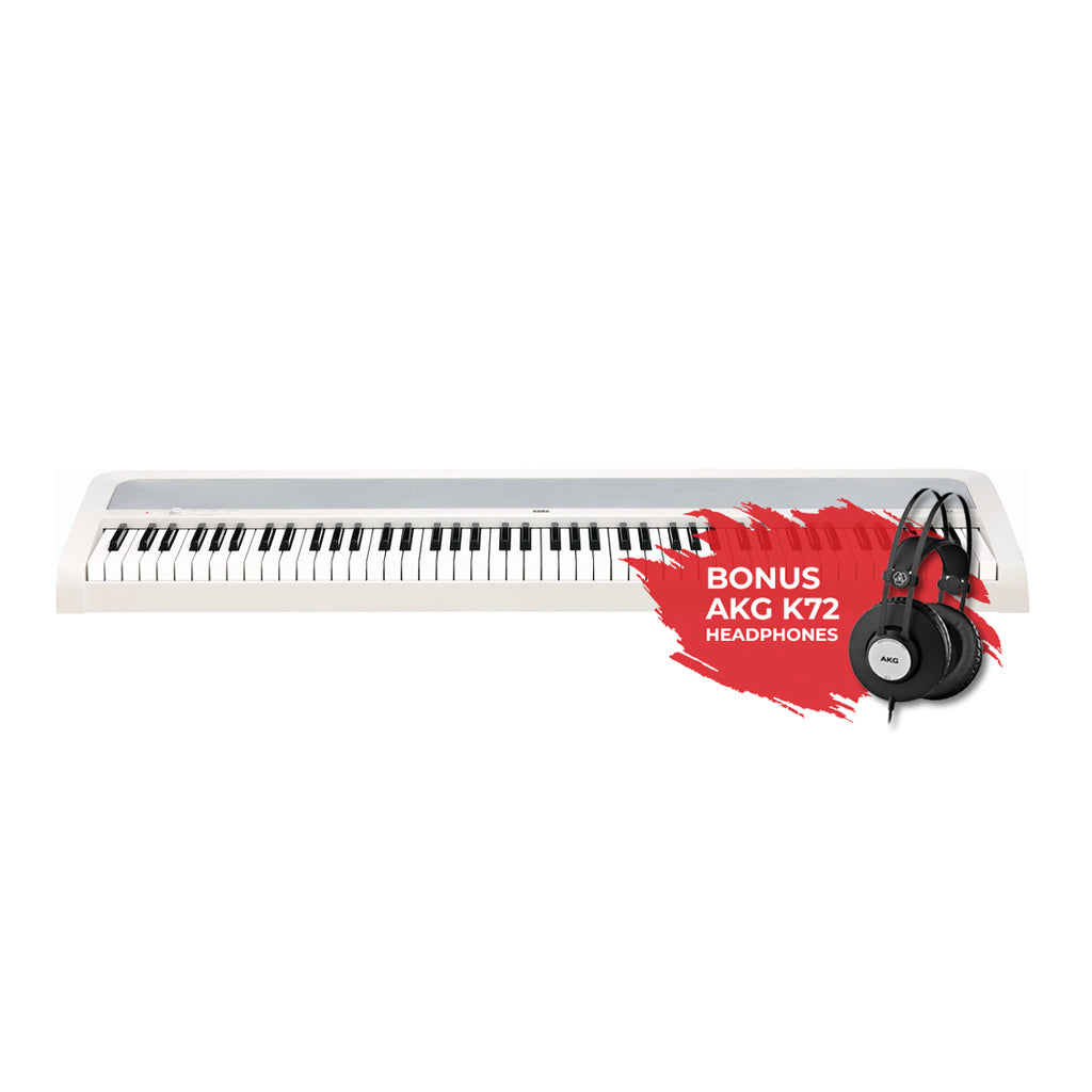 Korg B2 88 Weighted Hammer Action Digital White With AKG K-72 Headphones
