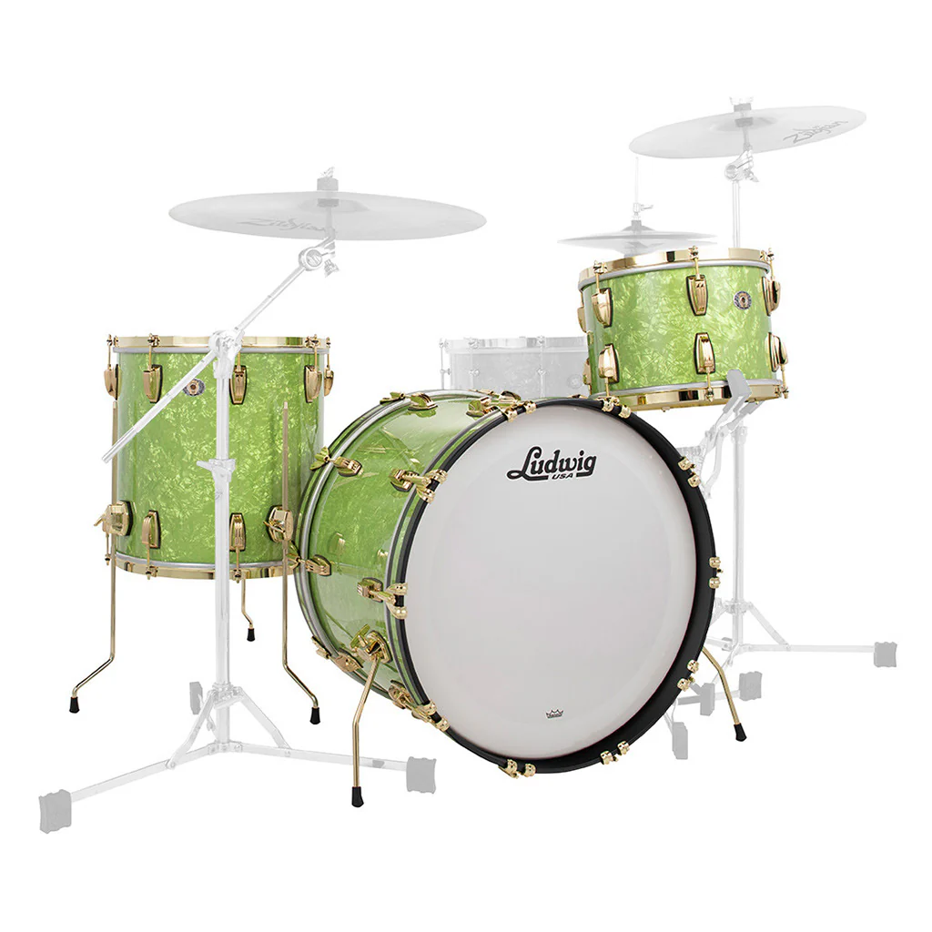 Ludwig 110th Anniversary Classic Maple Shell Pack - Emerald Green Ripple with Brass HW - 13, 16, 22