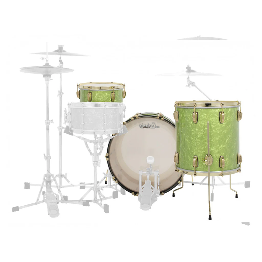 Ludwig 110th Anniversary Classic Maple Shell Pack - Emerald Green Ripple with Brass HW - 13, 16, 22 - Image 2