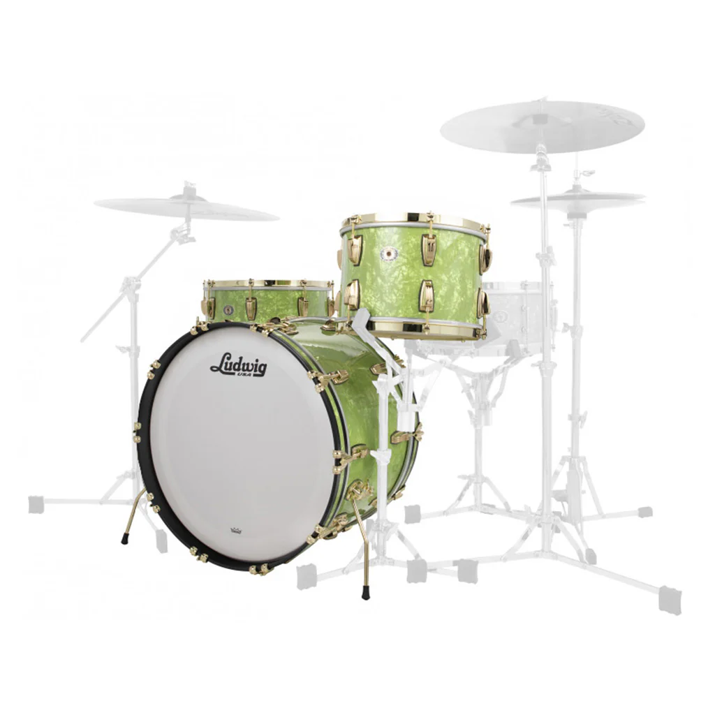 Ludwig 110th Anniversary Classic Maple Shell Pack - Emerald Green Ripple with Brass HW - 13, 16, 22 - Image 3