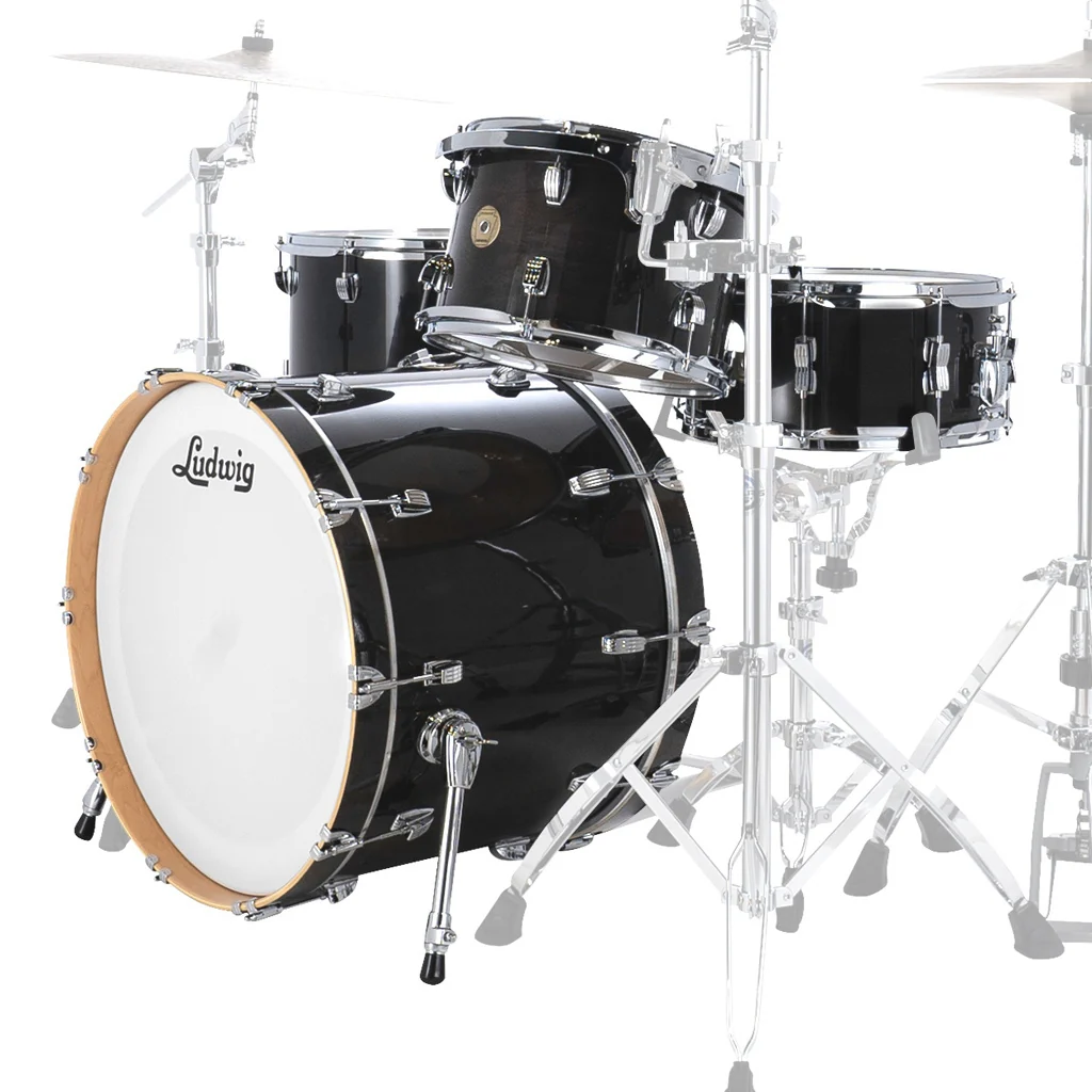 Ludwig Continental 22" 4pc Shell Pack - Black Lacquer - Image 2