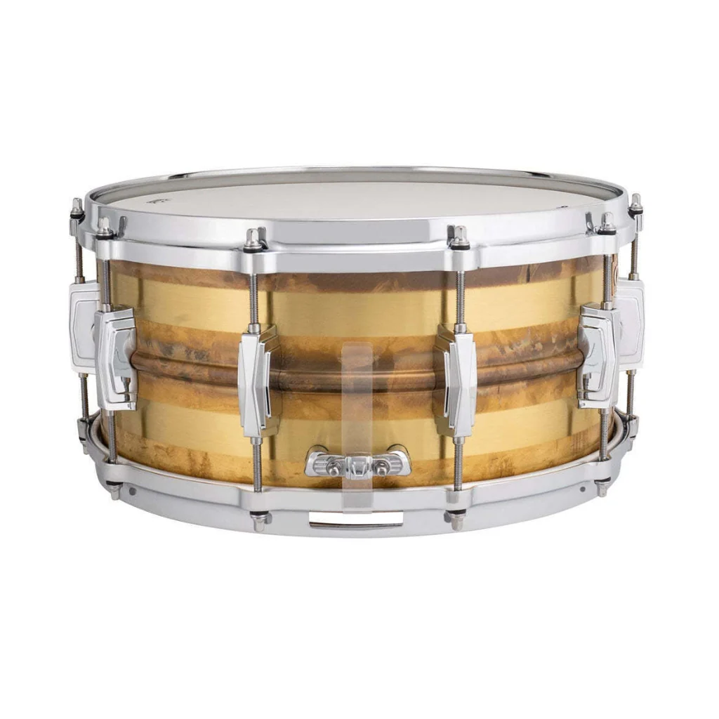 Ludwig LB464RS Supraphonic Raw Brass Striped 14X6.5 Snare Drum - Image 3