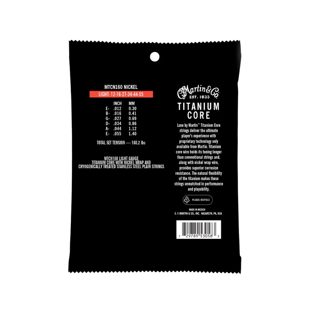 Martin MTCN160 - Titanium Core Strings - Light Tension 12-55 Guitar Strings - Image 2