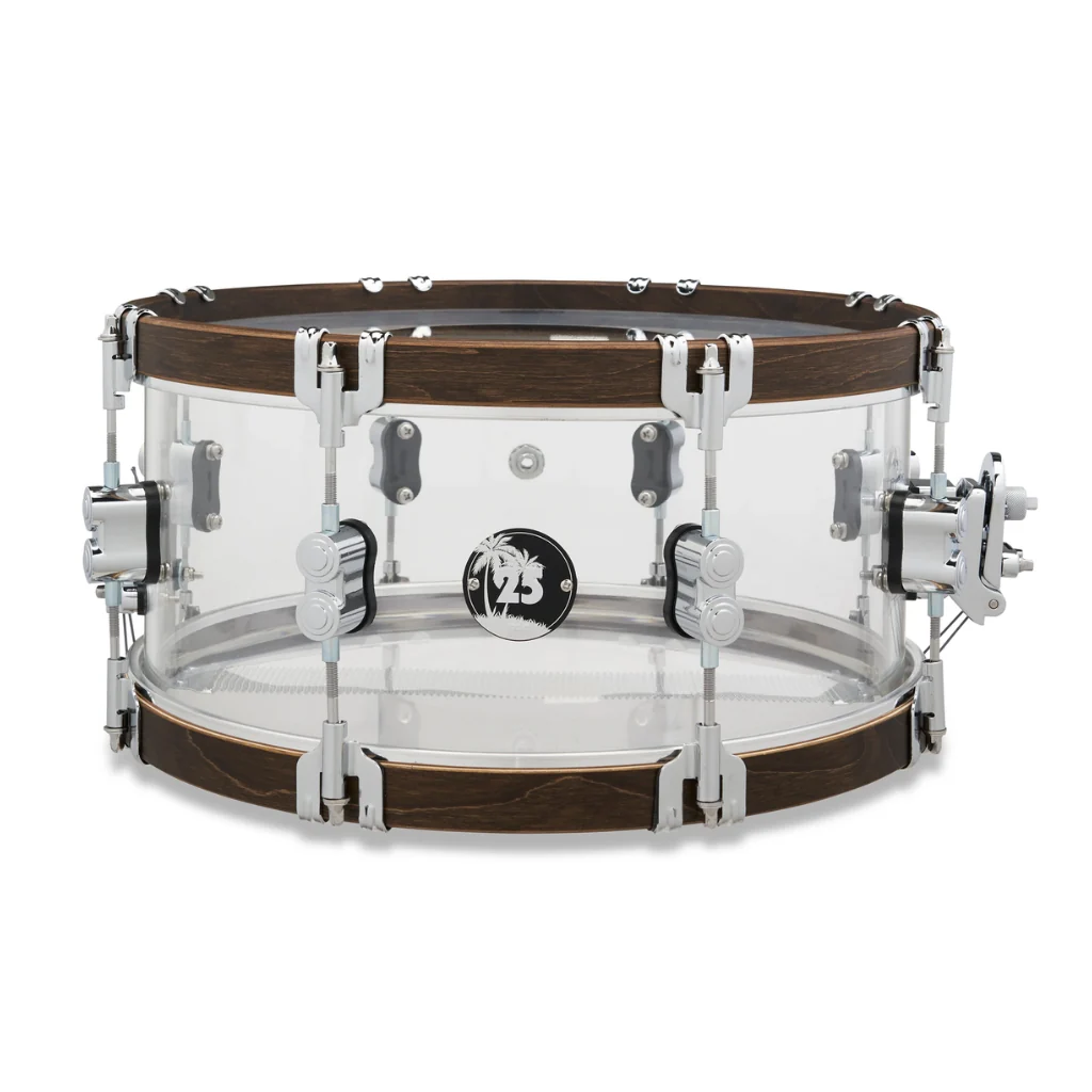 PDP 25th Anniversary Acrylic with Walnut Hoops Snare - 14X6.5