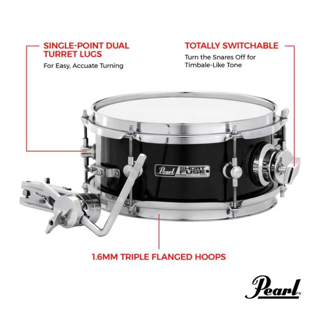 Pearl 10”x4.5" Short Fuze Snare Drum + Mount - Image 2