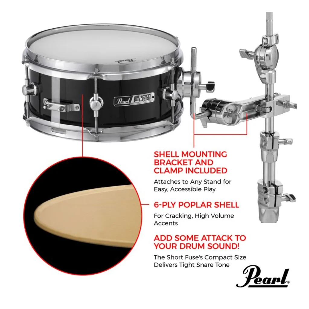 Pearl 10”x4.5" Short Fuze Snare Drum + Mount - Image 3