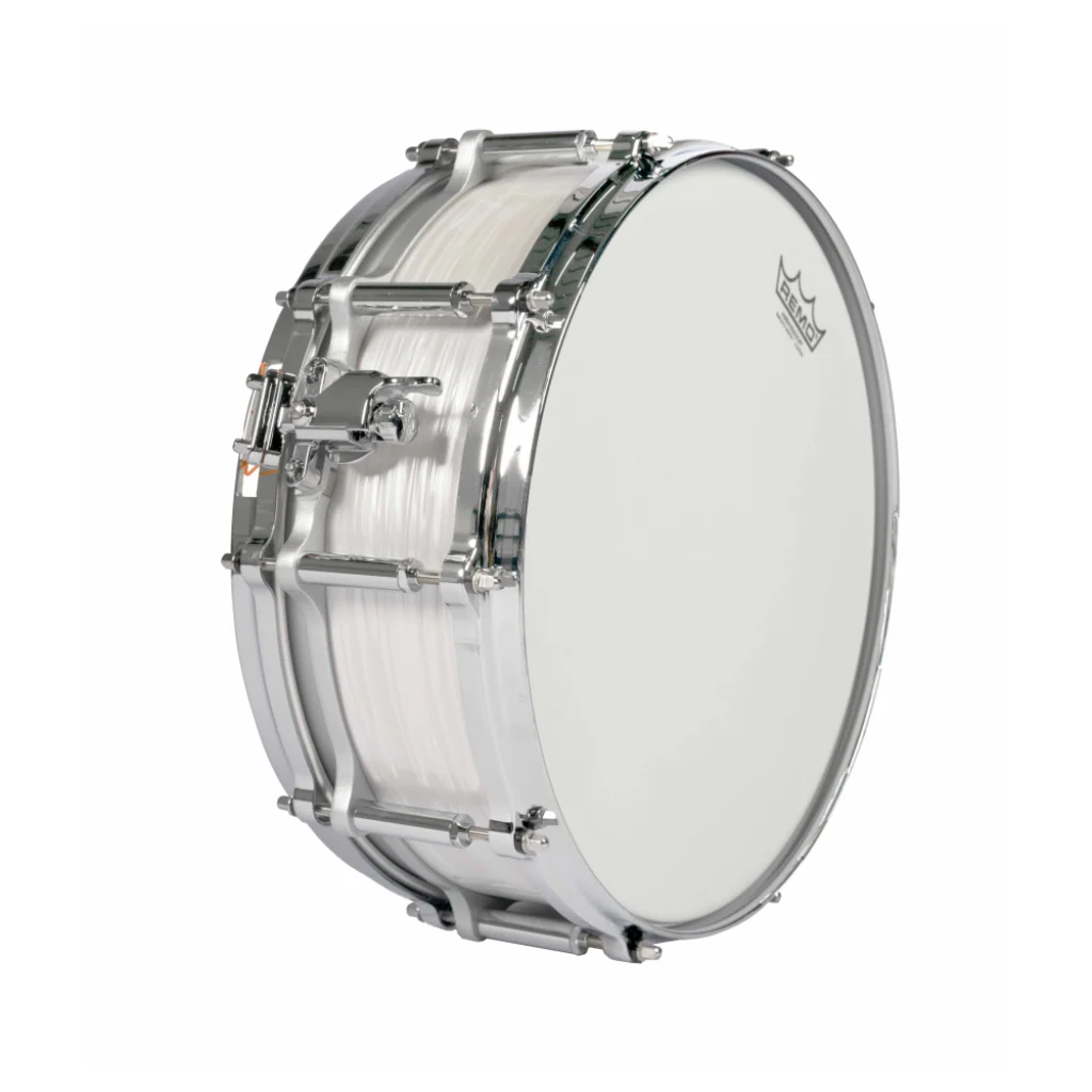 Pearl 14"x6.5" 75th Anniversary President Series Free Floater Phenolic Snare Drum - Pearl White Oyster - Image 3