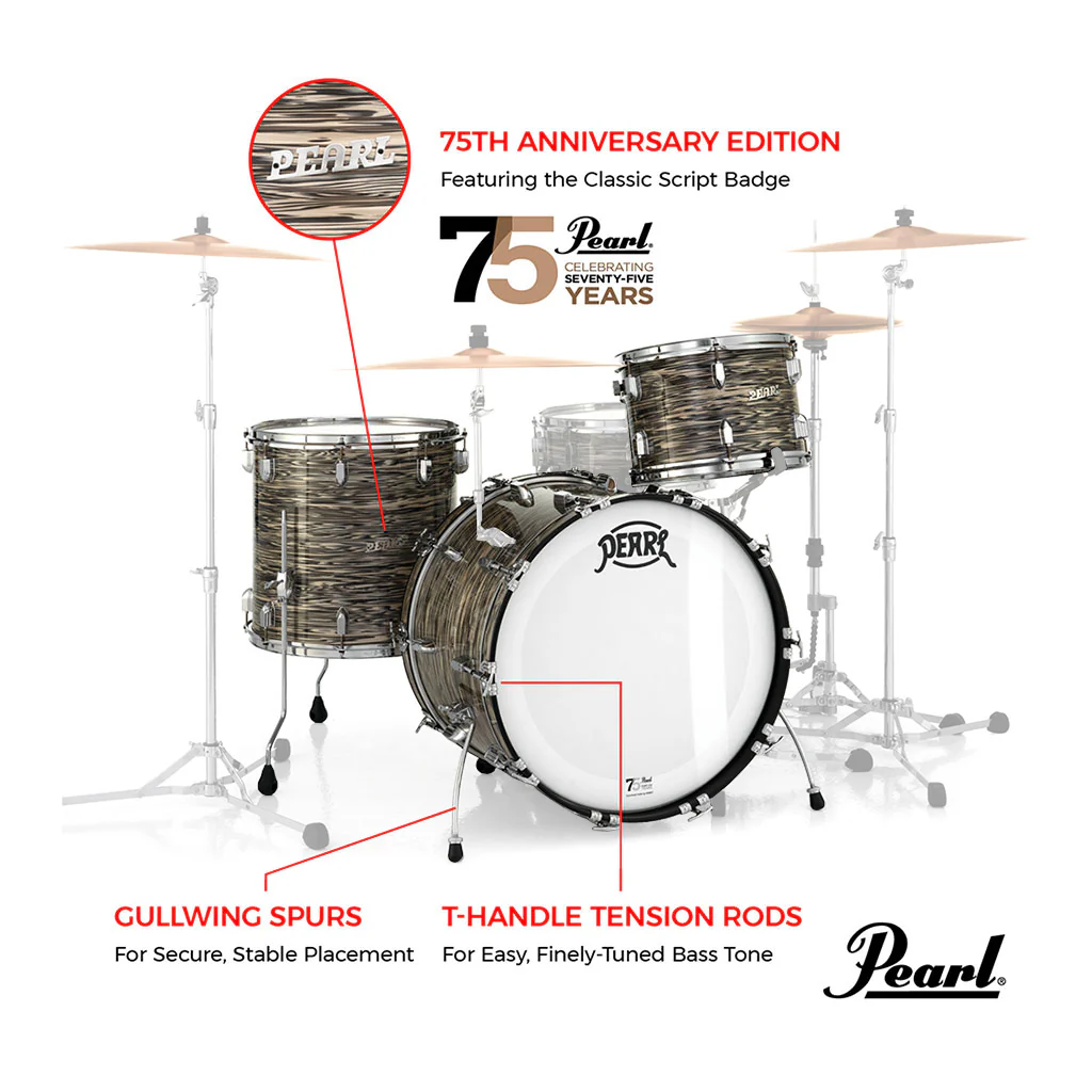 Pearl 75th Anniversary President Series Deluxe 22" 3-Piece Shell Pack Lauan - Desert Ripple - Image 4