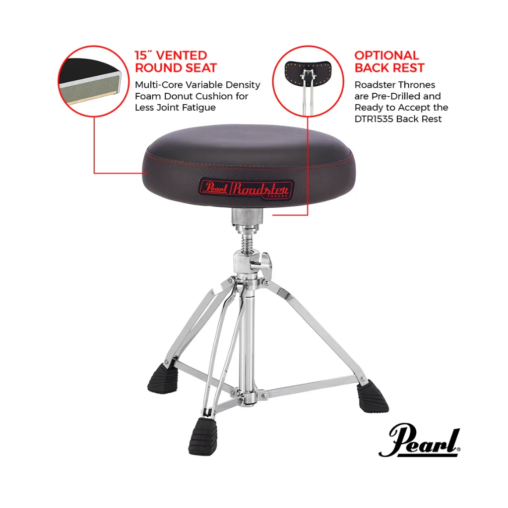 Pearl D1500 15" Vented Round Blue Cloth Drum Throne - Image 4