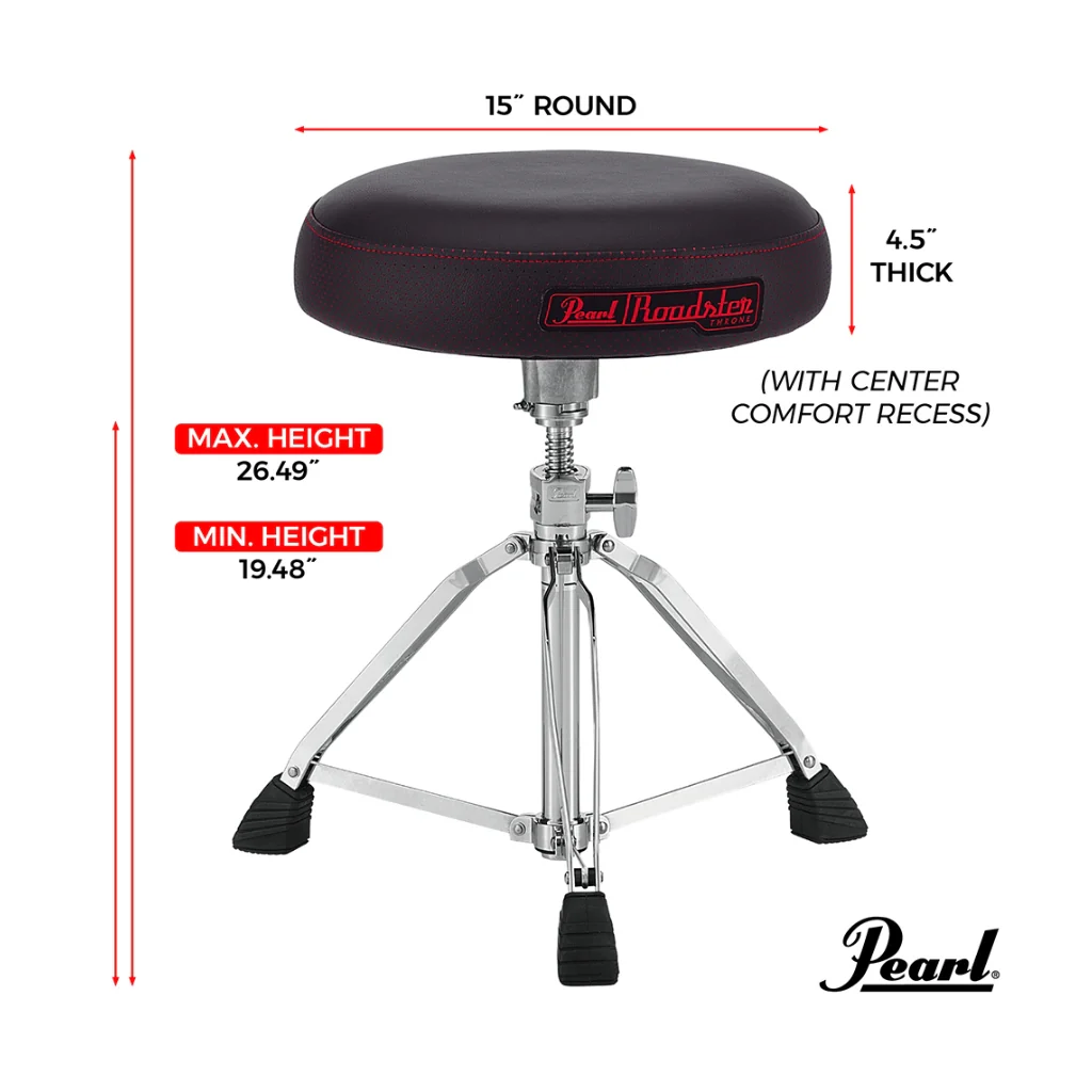 Pearl D1500 15" Vented Round Red Cloth Drum Throne - Image 6