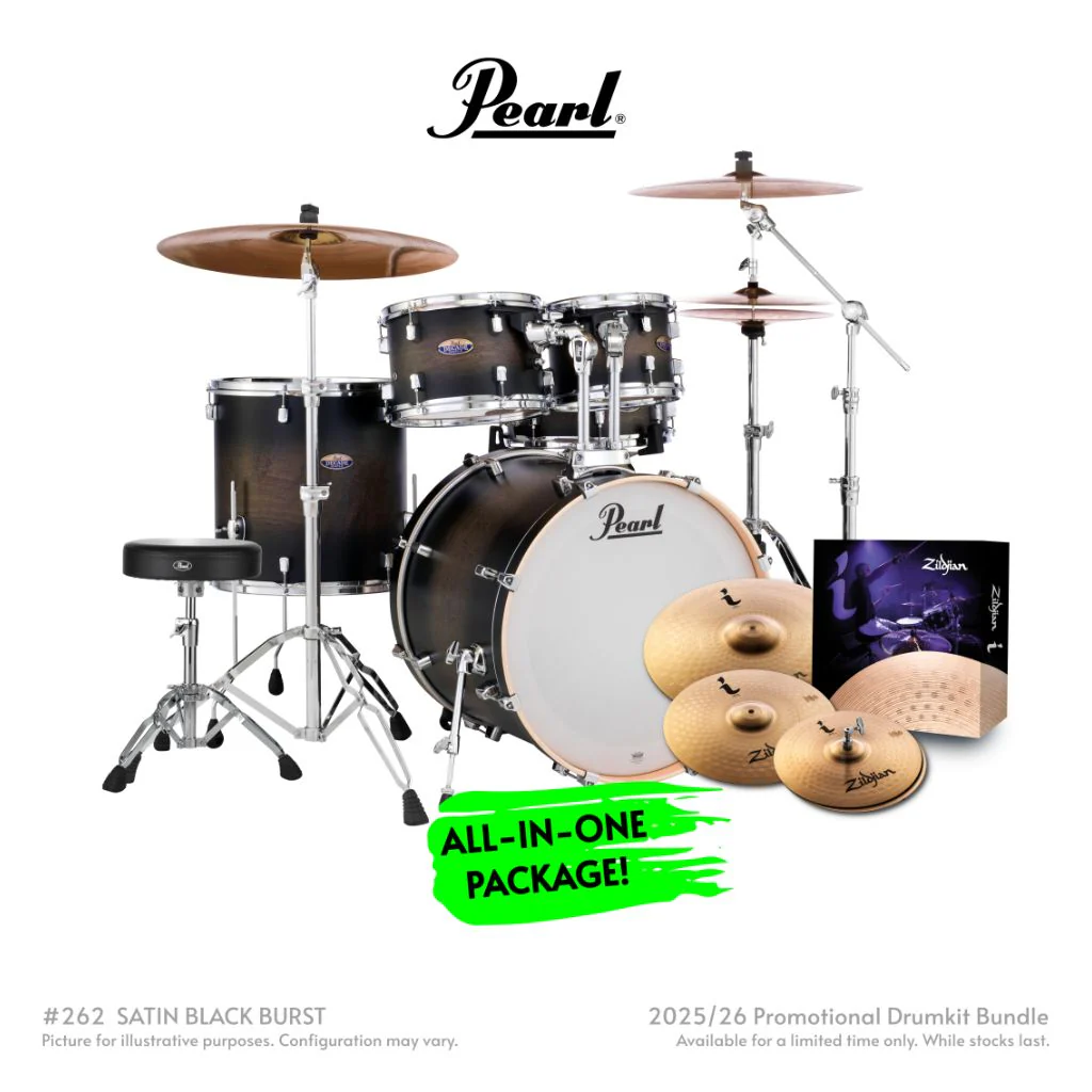 Pearl Decade Maple 5pc 22" Fusion Plus Increda-Bundle Drum Kit - Satin Black Burst
