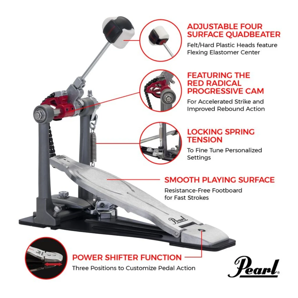 Pearl Eliminator Solo Single Bass Drum Pedal - Red - Image 2