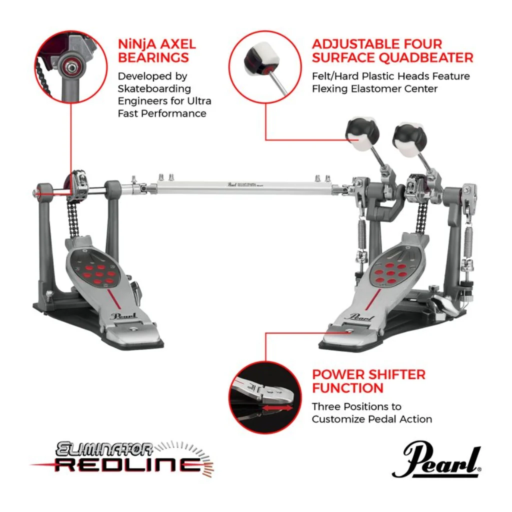 Pearl Eliminator Twin Pedal Chain Drive w/ Case - Image 2