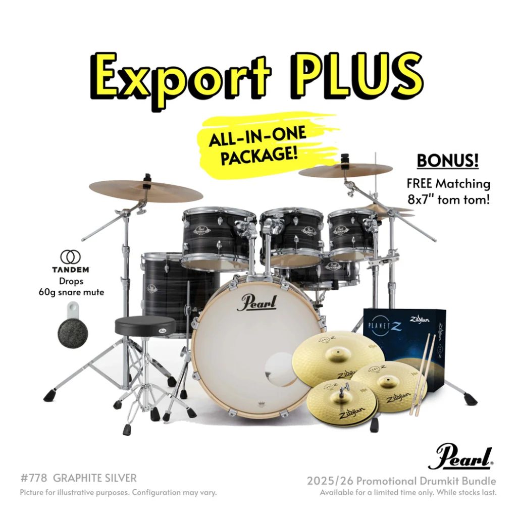 Pearl Export Plus 5pc 20" Fusion Drum Kit with Zildjian Cymbals - Graphite Silver Twist