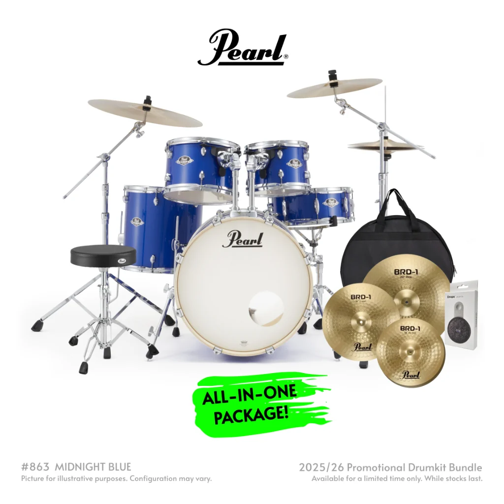 Pearl Export Plus 5pc 20" Fusion Drum Kit with BRD-1 Cymbals - Midnight Blue