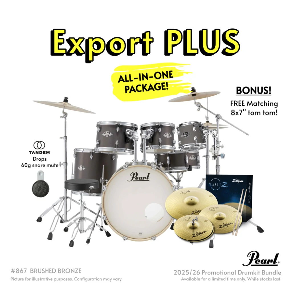Pearl Export Plus 5pc 20" Fusion Drum Kit with Zildjian Cymbals - Brushed Bronze