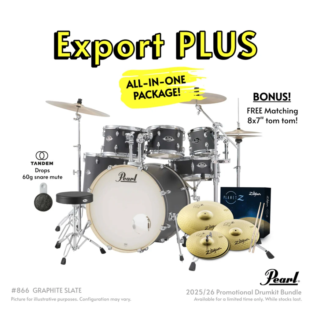 Pearl Export Plus 5pc 22" Fusion Drum Kit with Zildjian Cymbals - Graphite Slate