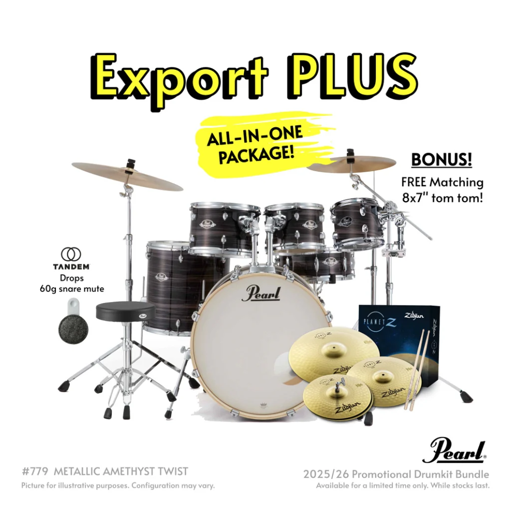Pearl Export Plus 5pc 22" Fusion Drum Kit with Zildjian Cymbals - Metallic Amethyst Twist