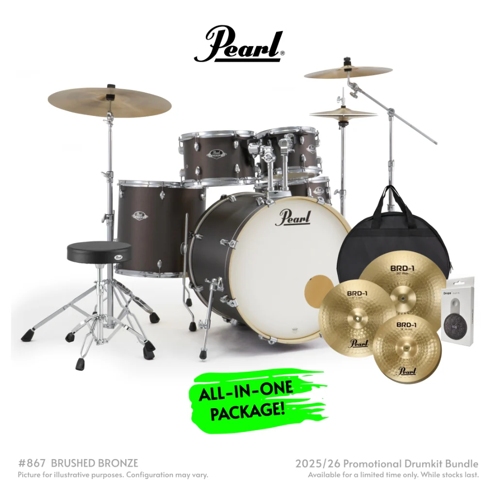 Pearl Export Plus 5pc 22" Fusion Plus Drum Kit with Pearl Cymbals - Brushed Bronze