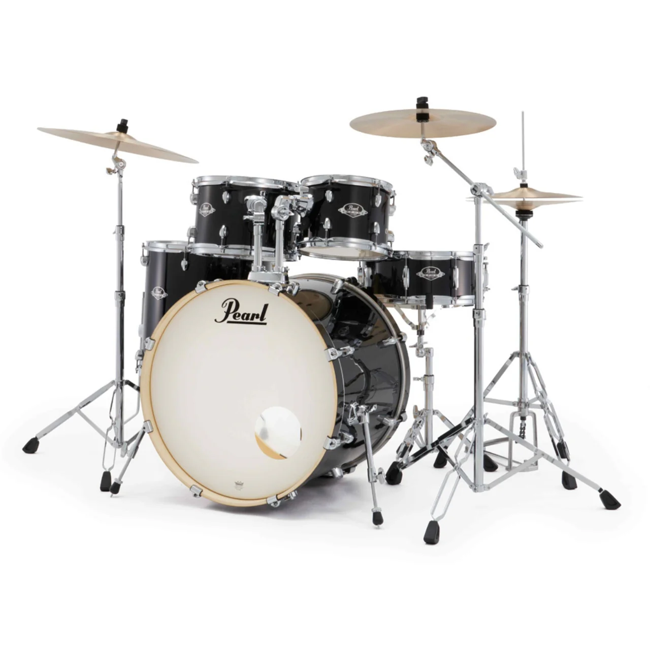 Pearl Export Plus 5pc 22" Fusion Plus Drum Kit with Pearl Cymbals - Jet Black - Image 3
