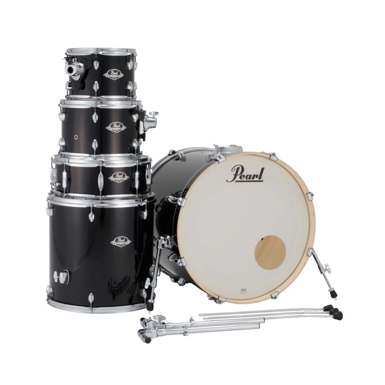 Pearl Export Plus 5pc 22" Fusion Plus Drum Kit with Pearl Cymbals - Jet Black - Image 5