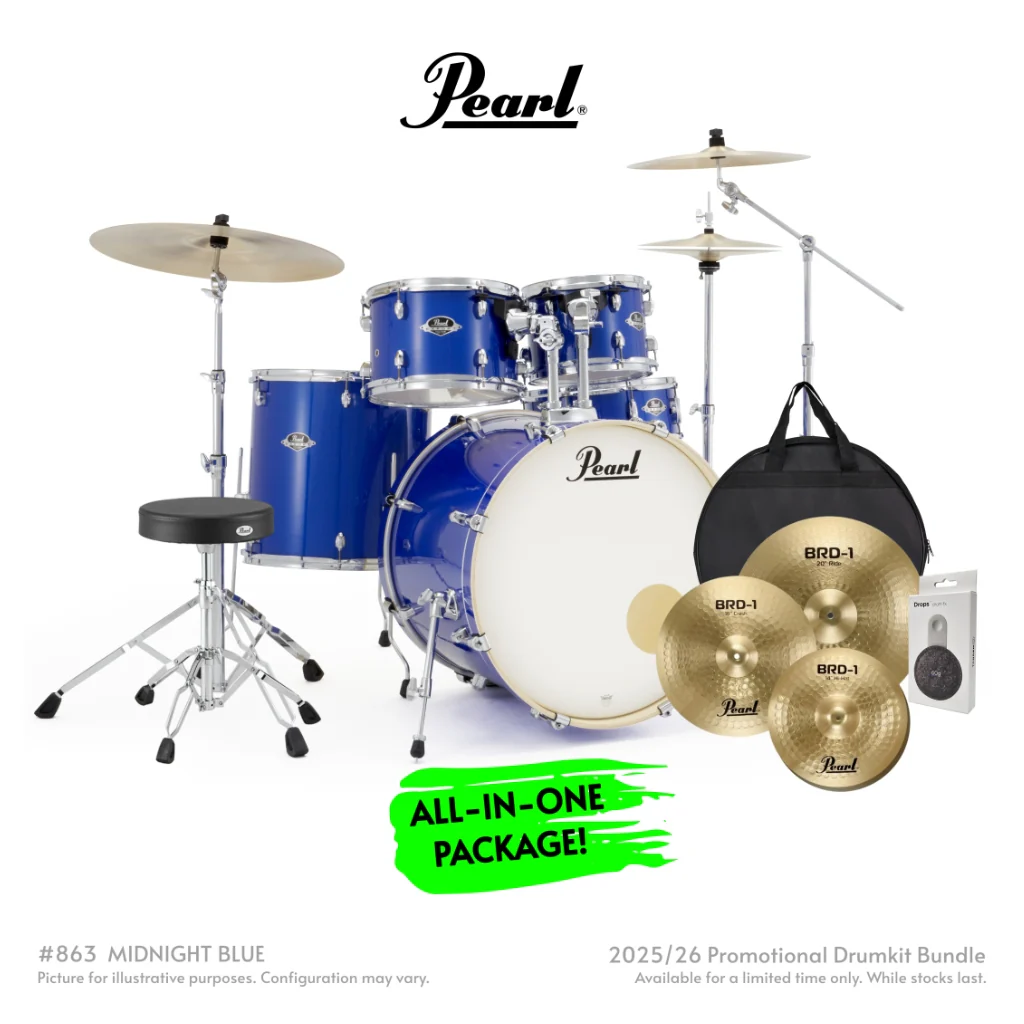 Pearl Export Plus 5pc 22" Fusion Plus Drum Kit with Pearl Cymbals - Midnight Blue
