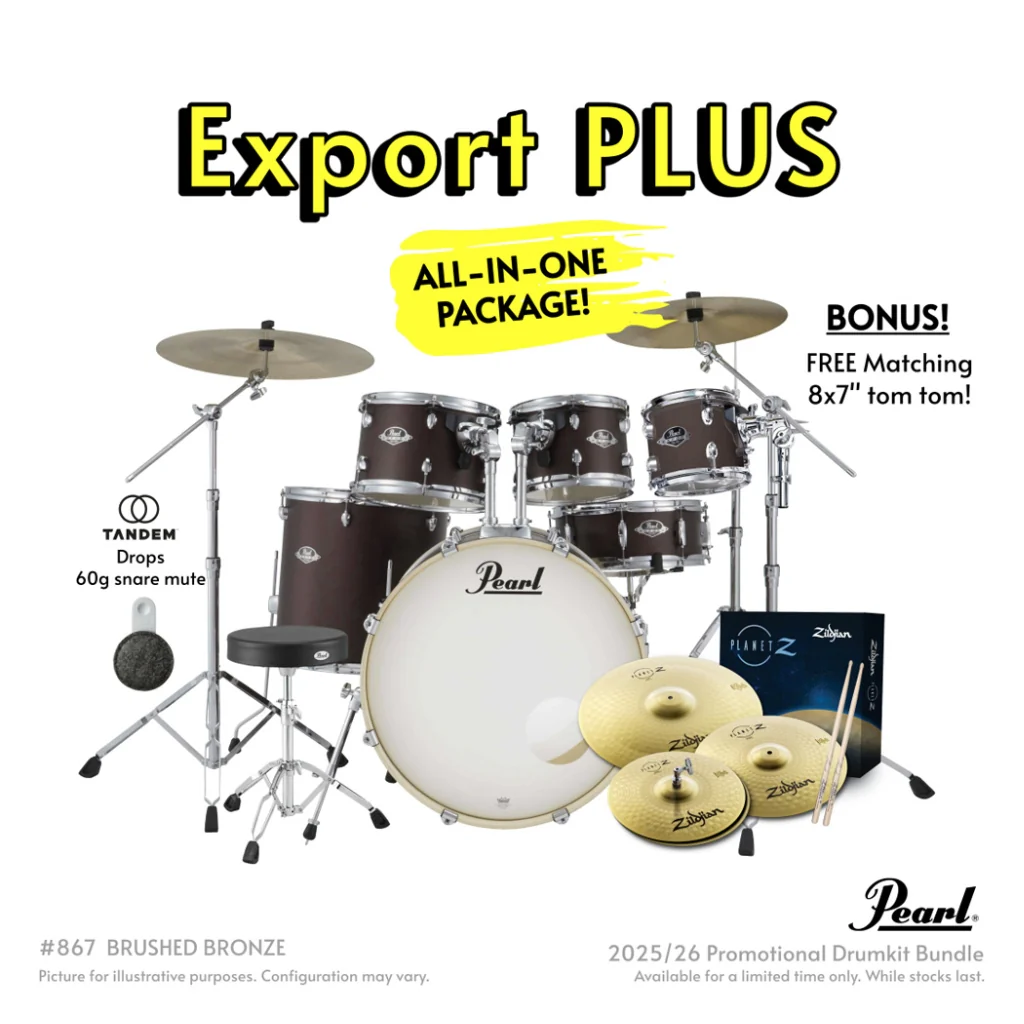Pearl Export Plus 5pc 22" Fusion Plus Drum Kit with Zildjian Cymbals - Brushed Bronze