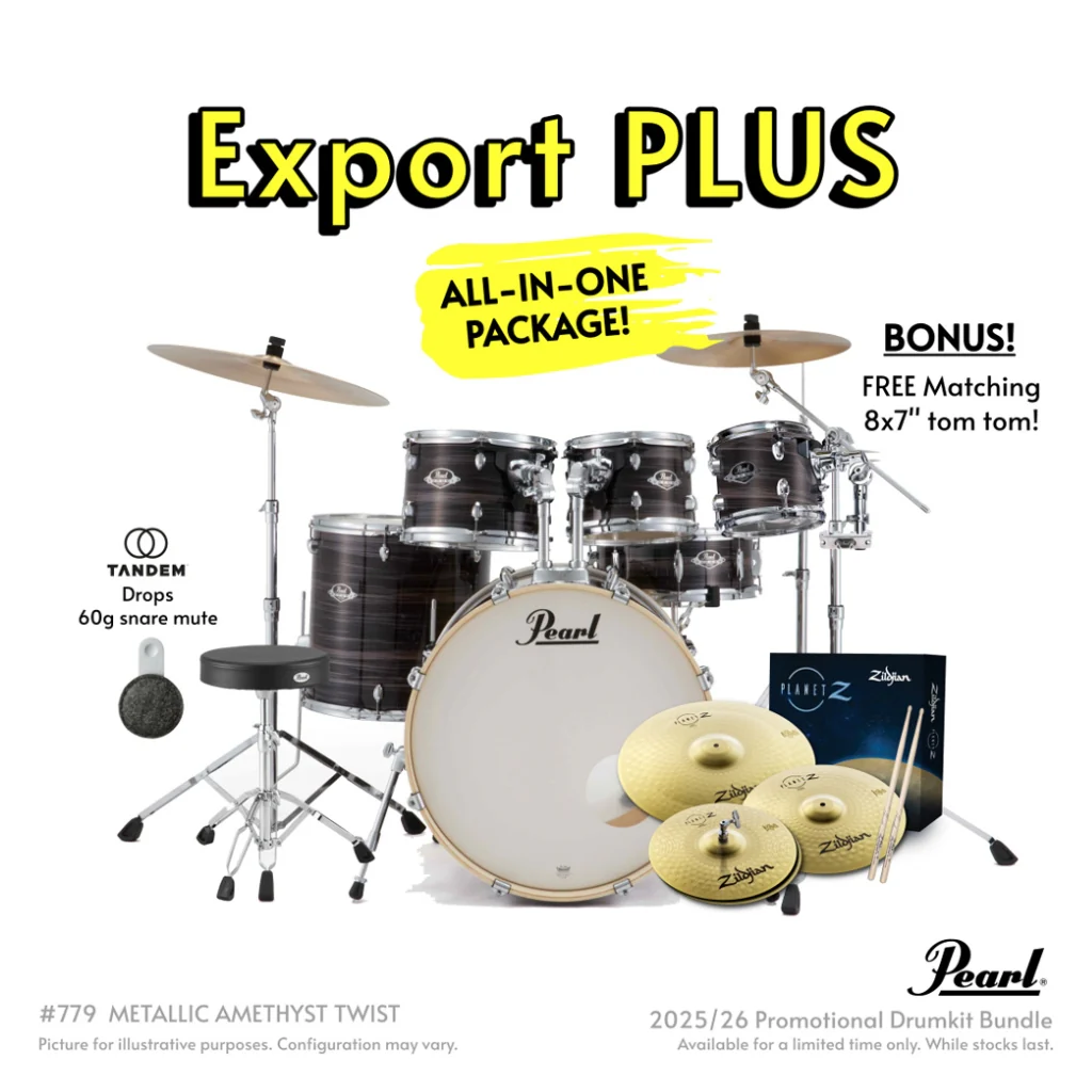 Pearl Export Plus 5pc 22" Fusion Plus Drum Kit with Zildjian Cymbals - Metallic Amethyst Twist