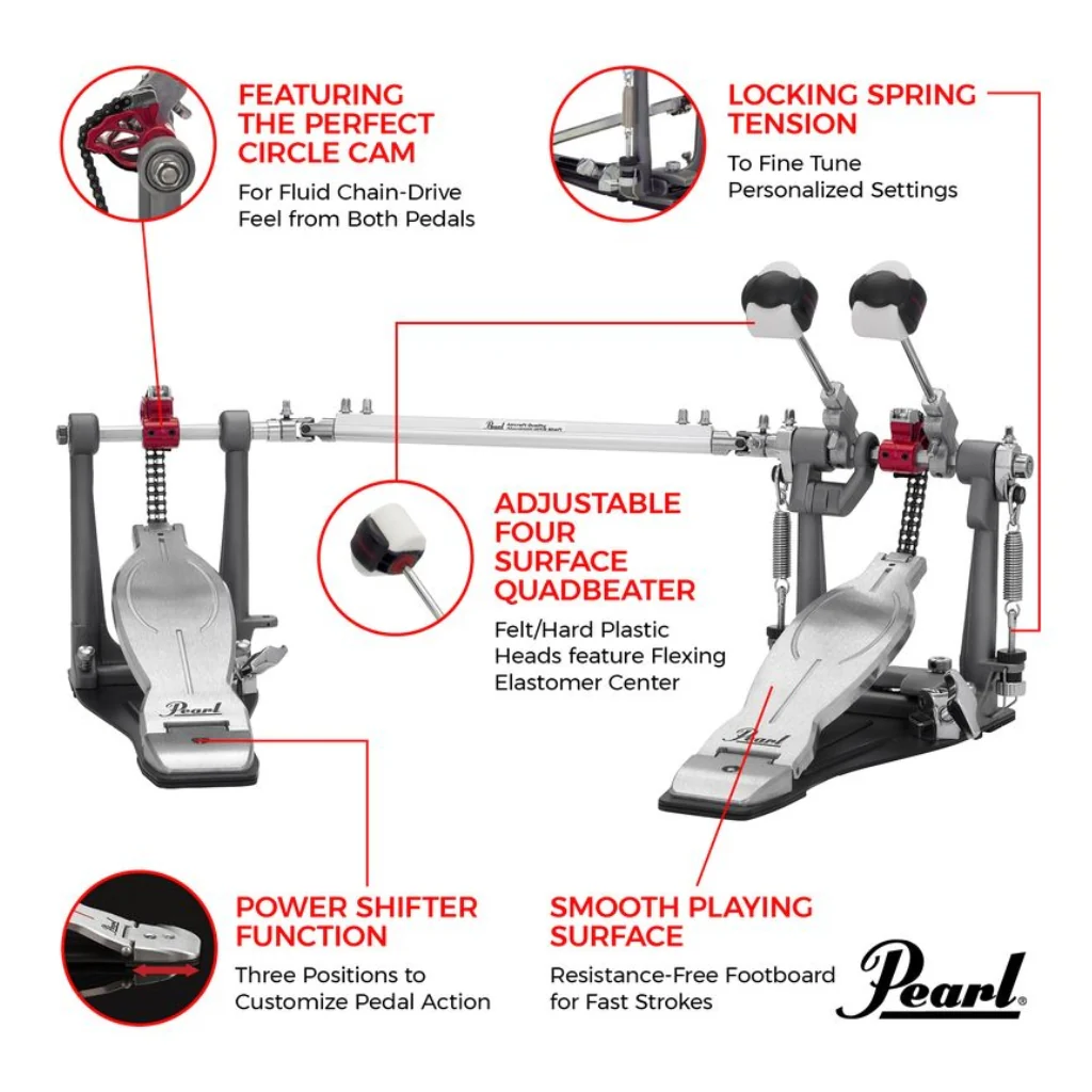 Pearl P1032R Eliminator Solo Red Double Bass Drum Pedal - Image 3