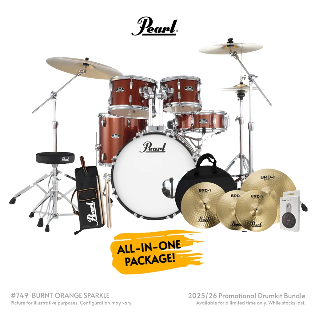 Pearl Roadshow-Plus 5pc 20" with BRD-1 Cymbals Drum Package - Burnt Orange Sparkle