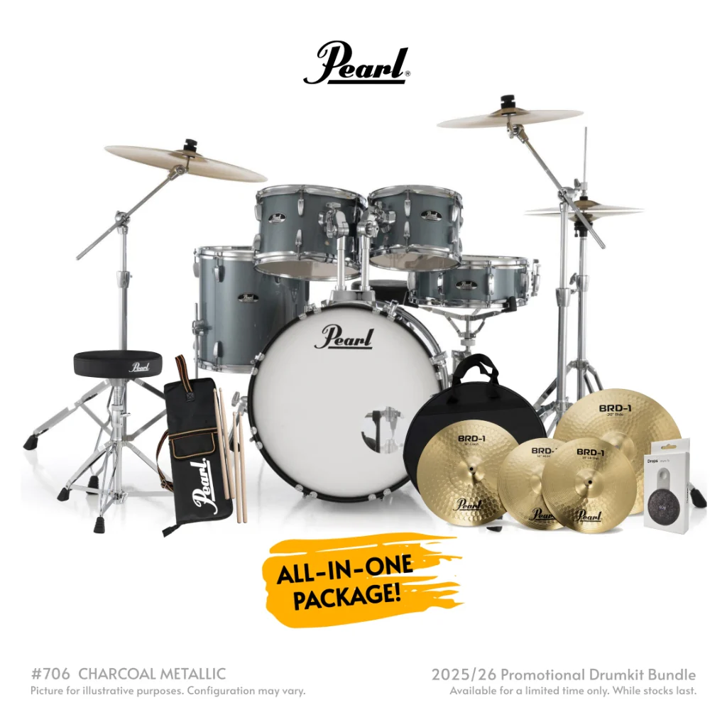 Pearl Roadshow-Plus 5pc 20" with BRD-1 Cymbals Drum Package - Charcoal Metallic
