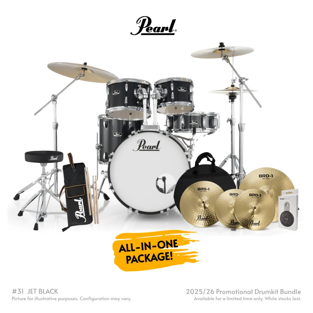 Pearl Roadshow-Plus 5pc 20" with BRD-1 Cymbals Drum Package - Jet Black