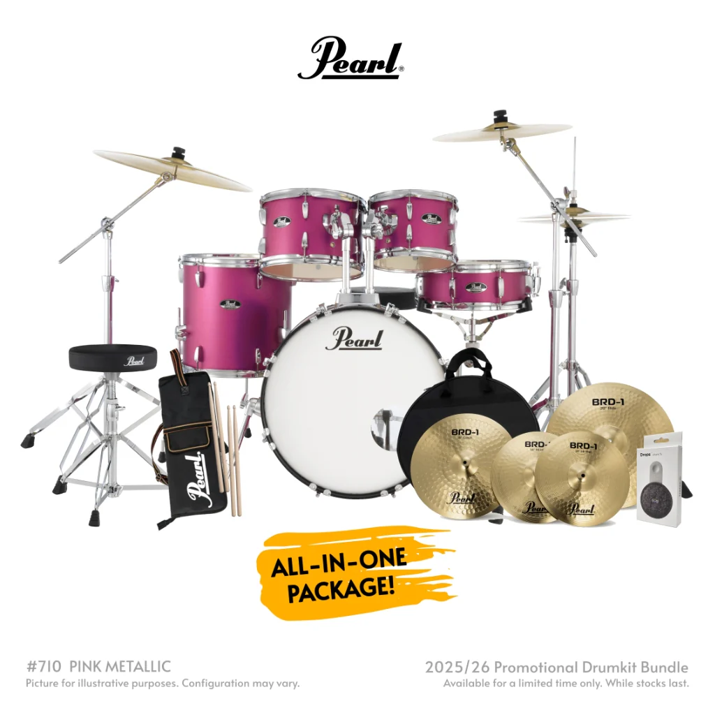 Pearl Roadshow-Plus 5pc 20" with BRD-1 Cymbals Drum Package - Pink Metallic