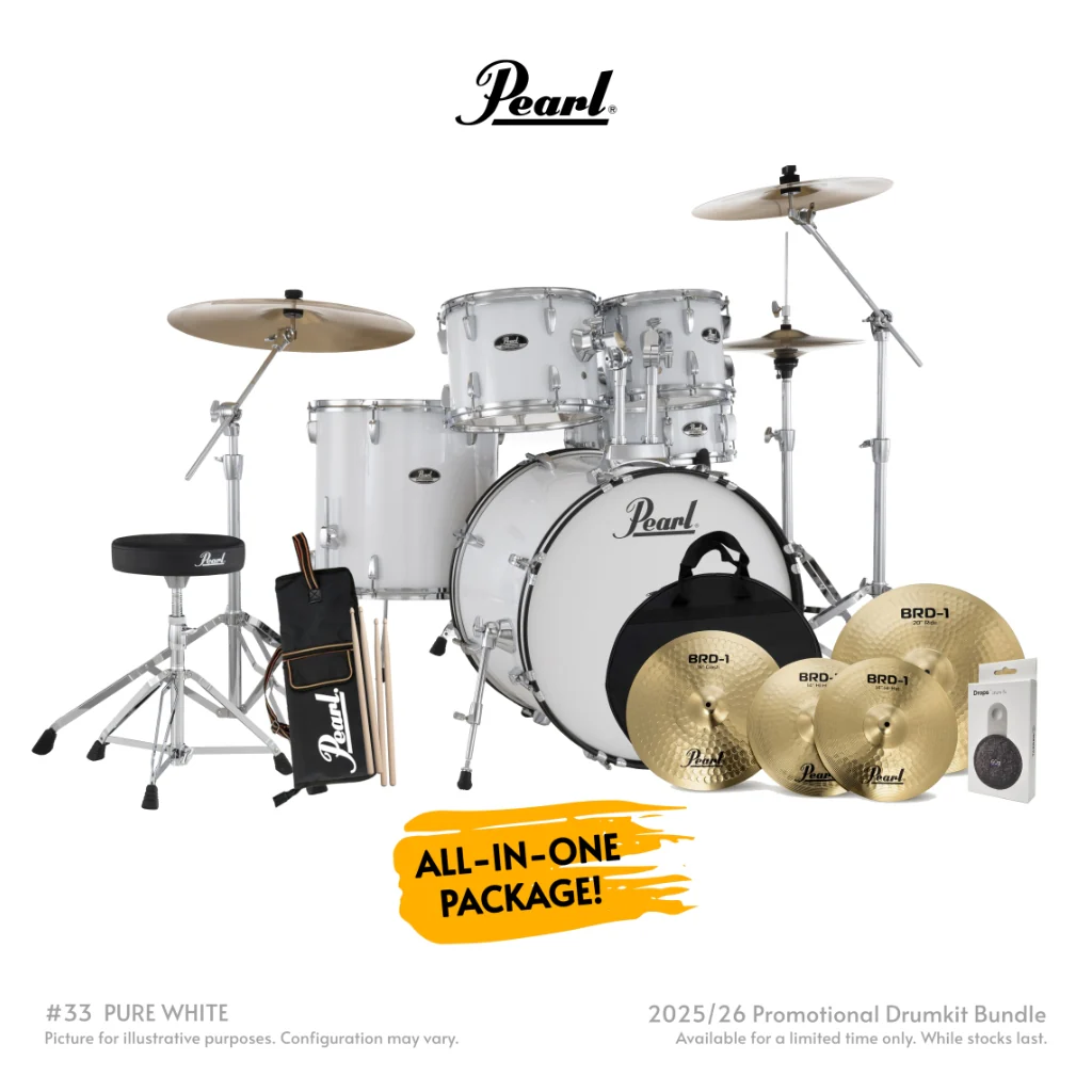 Pearl Roadshow-PLUS 5pc 22" Drum Package with Pearl Cymbals - Pure White
