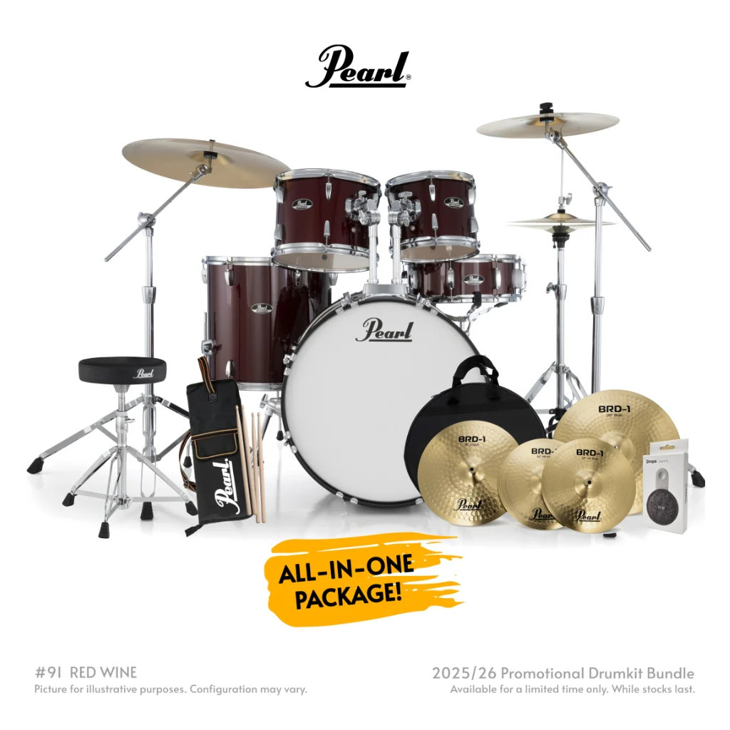Pearl Roadshow-PLUS 5pc 22" Drum Package with Pearl Cymbals - Red Wine