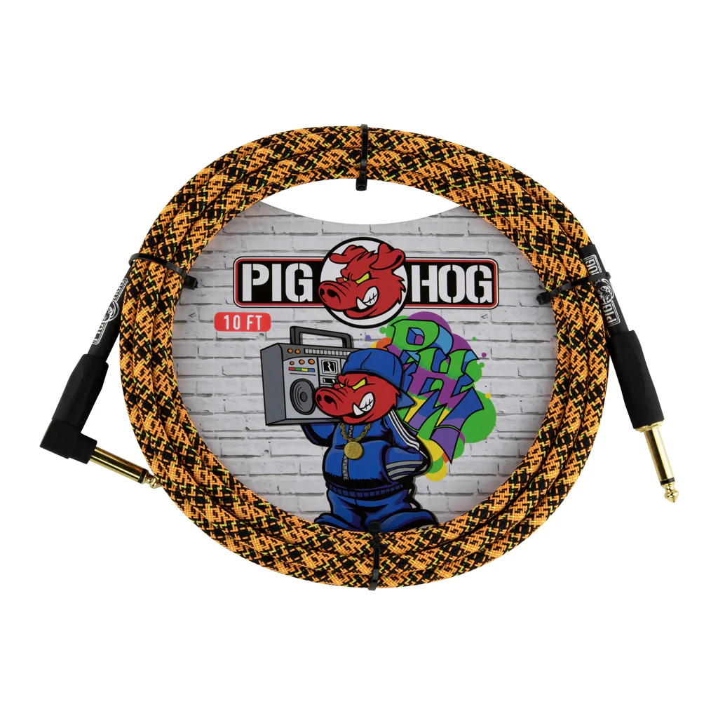 Pig Hog "Graffiti Orange" Instrument Cable - 10ft RA