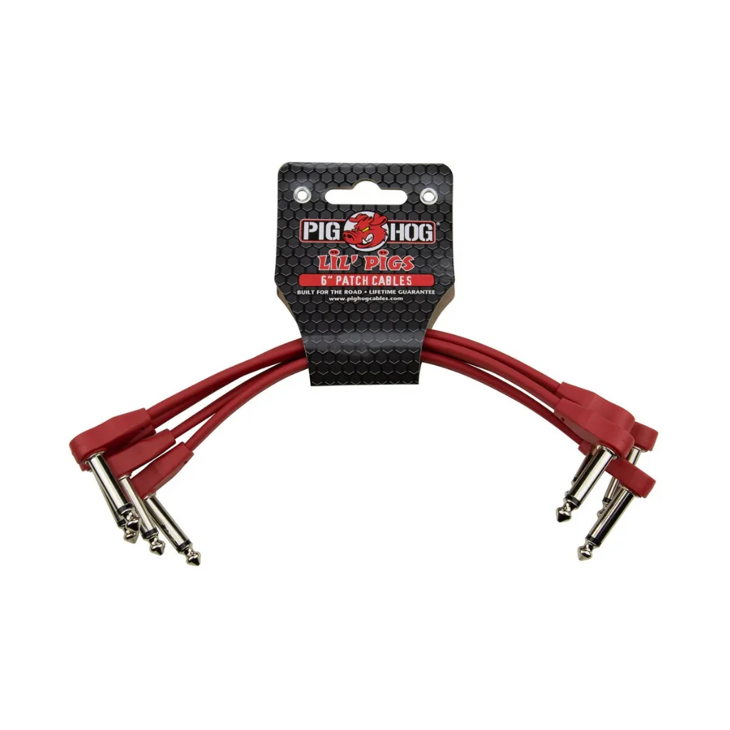 Pig Hog Lil Pigs Low Profile Patch Cable - Candy Apple Red, 6-inches 4-Pack