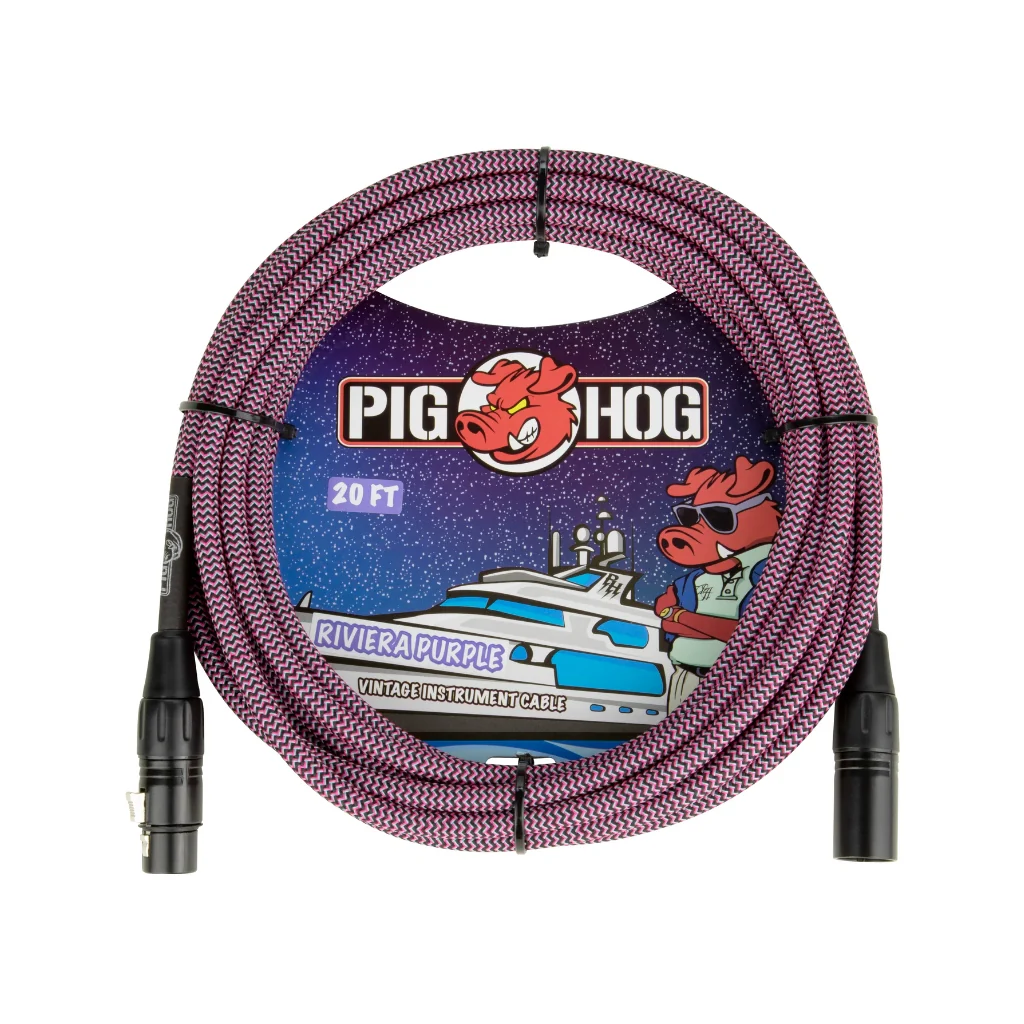 Pig Hog Woven XLR Mic Cable - Riviera Purple, 20ft