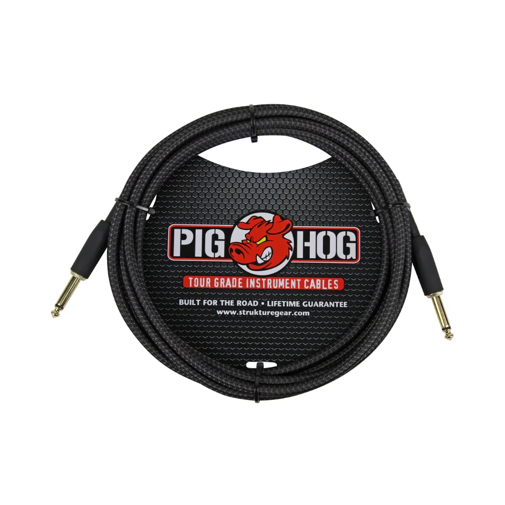 Pig Hog Tour Grade Instrument Cable - Black Woven, 10ft