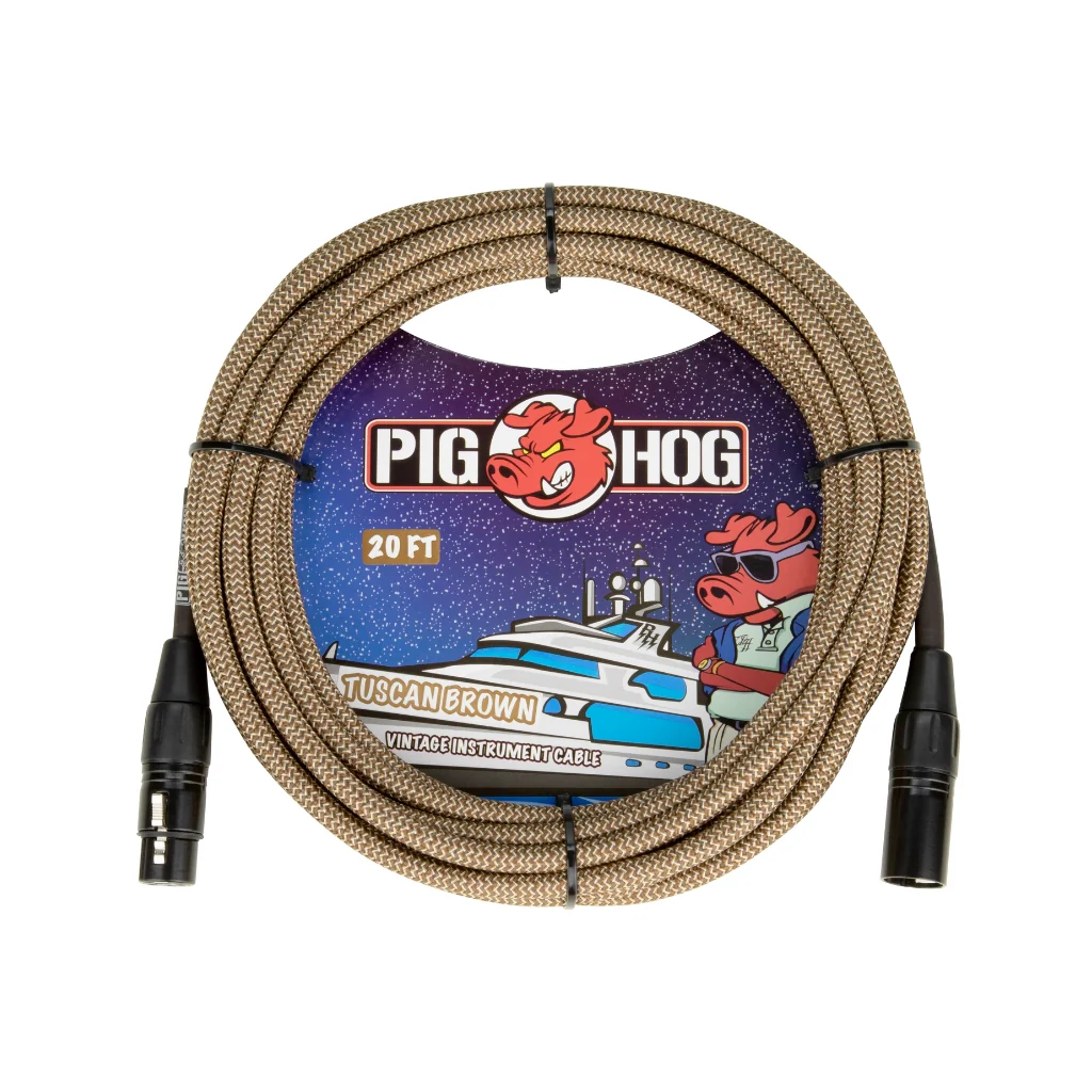 Pig Hog Woven XLR Mic Cable - Tuscan Brown, 20ft