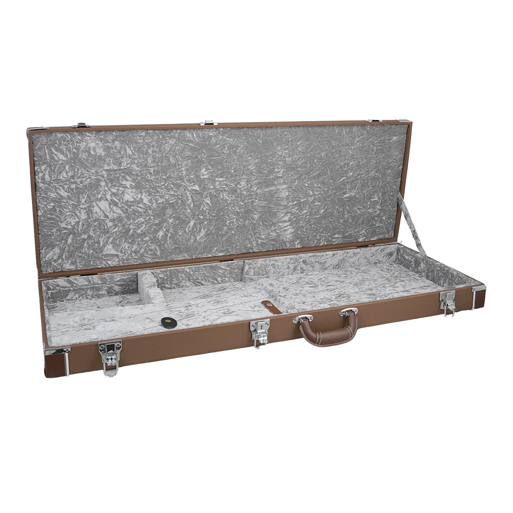 Sky Premium Electric Guitar Hard Case, Brown with Silver Plush Interior - Image 3
