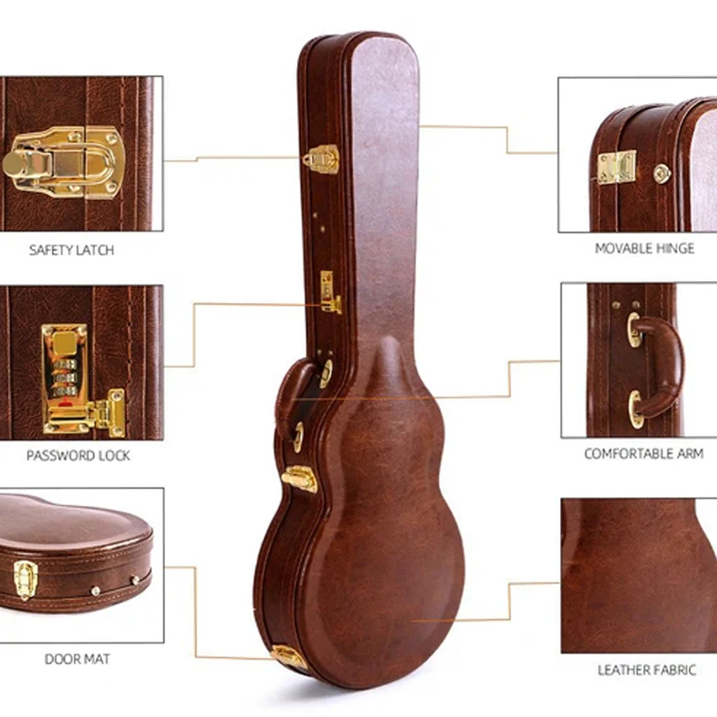 Premium LP Case - Brown w/ Red Plush Interior - Image 5