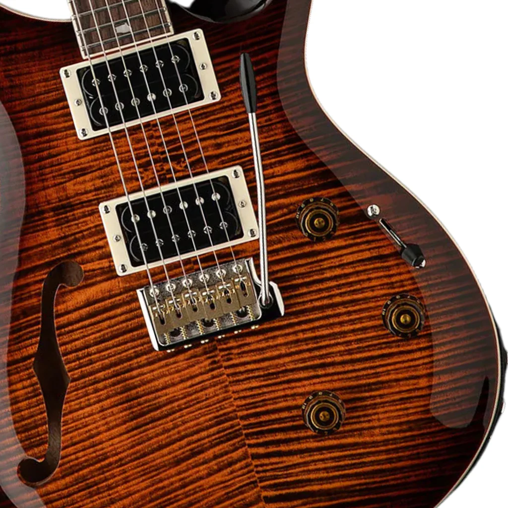 PRS SE Custom 24 Semi Hollow Piezo - Orange Tiger Smoke Burst - Image 4