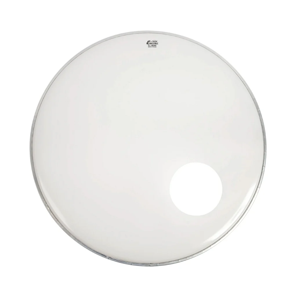 Remo Encore Powerstroke 3 Smooth White Bass Drumhead with 5" offset hole - 18 inches