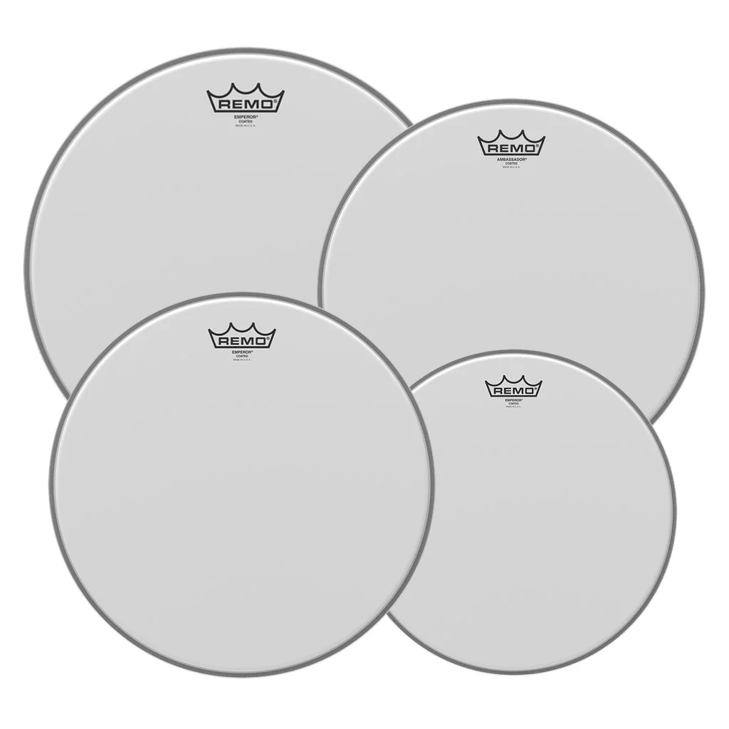 Remo Pro Pack Emperor Coated 10" 12" 16" FREE 14'' Ambassador Coated